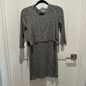 Grayish Black Long Sleeve Sweater Dress